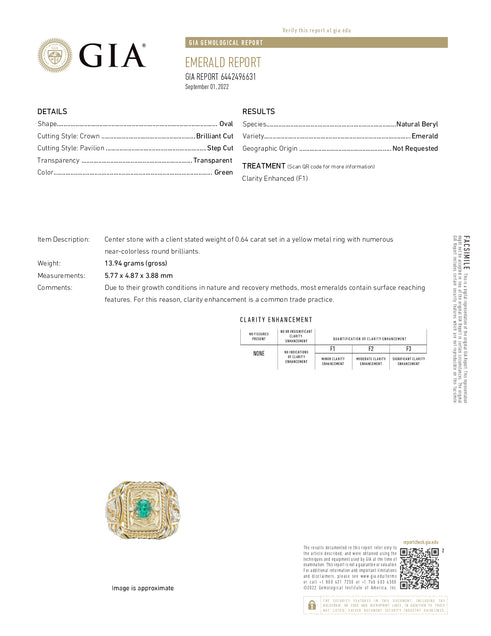 0.64 carat natural emerald men's ring in 18k yellow gold, GIA certified