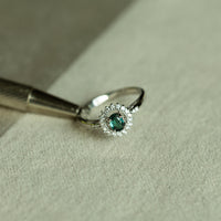 Thumbnail for 0.40ct natural alexandrite ring in 18k white gold with diamond halo setting