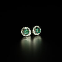 Thumbnail for 0.71ctw Natural Alexandrite 18k White Gold Stud Earrings With Diamond Jackets