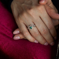 Thumbnail for 0.50ct natural alexandrite heart-shaped ring set in 18k white and rose gold with diamond accents on hand