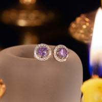Thumbnail for 0.52ctw Natural Alexandrite 18k White Gold Stud Earrings With Diamond Jackets