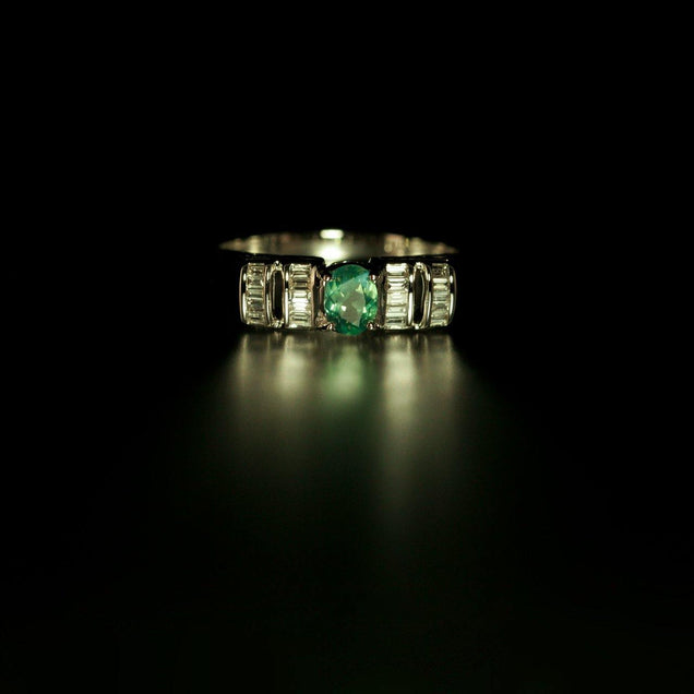 $4200 Natural Alexandrite Diamond 18k White Gold Unisex Ring - The Alexandrite