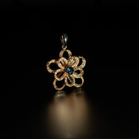 Thumbnail for 0.18ct natural alexandrite flower pendant in 18k rose and white gold with diamond accents