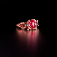 Thumbnail for 18k rose gold ring with 1.37ctw natural pear-shaped ruby, alexandrite accents, and diamonds