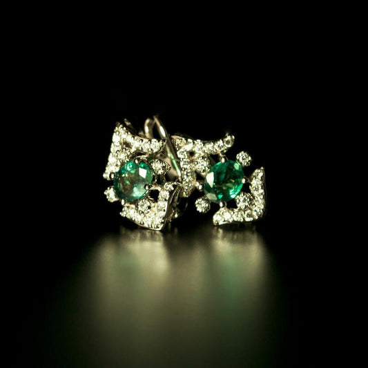 1.74ctw Royal Natural Alexandrite Gems Diamond 18k White Gold Earrings - The Alexandrite
