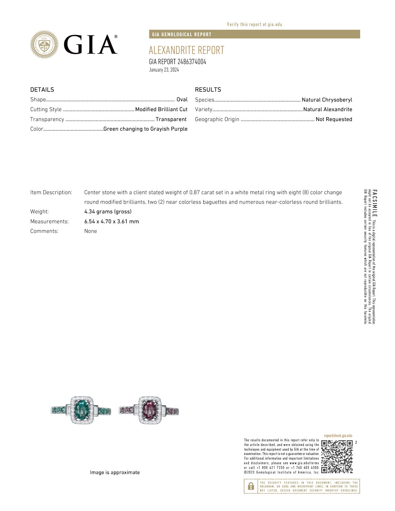 Natural Alexandrite 18k White Gold Ring