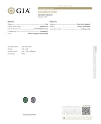 Thumbnail for GIA certified 0.81ct natural alexandrite oval gemstone with strong color change from green to purple.