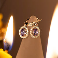 Thumbnail for Natural alexandrite drop earrings in 18k white gold with diamonds