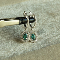 Thumbnail for Natural Alexandrite 0.70ctw earrings in 18k white gold with diamonds and color-changing oval stones
