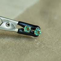 Thumbnail for 0.90ctw Natural Alexandrite 18k Yellow Gold Stud Earrings With Diamond Jackets