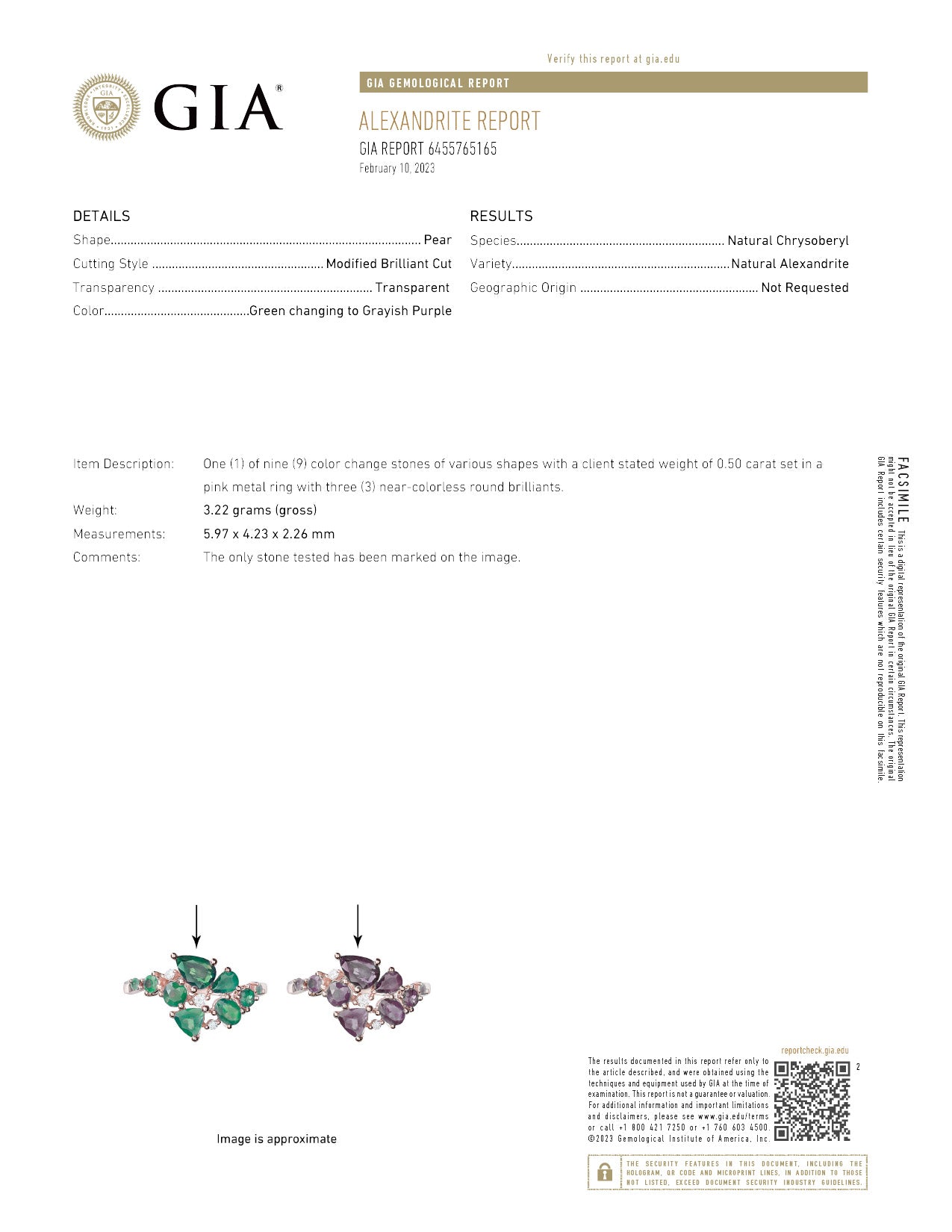 1.70ctw Natural Alexandrite 18k Rose Gold Ring