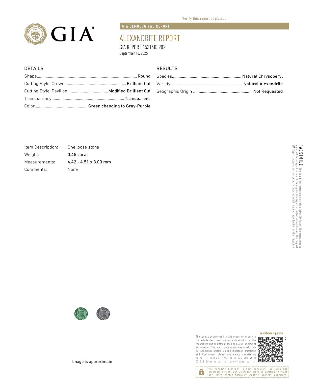 Natural alexandrite ring with 0.45ct color-changing chrysoberyl gemstone in platinum setting with diamond accents and GIA certification