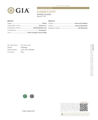 Thumbnail for Natural alexandrite ring with 0.45ct color-changing chrysoberyl gemstone in platinum setting with diamond accents and GIA certification