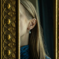 Thumbnail for 0.70ctw Natural Alexandrite 18k White Gold Drop Earrings