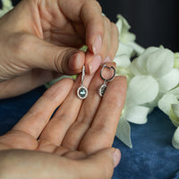 Thumbnail for 0.70ctw Natural Alexandrite 18k White Gold Drop Earrings