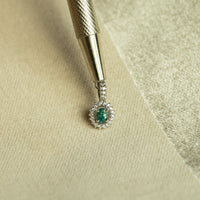 Thumbnail for 0.30ct natural alexandrite pendant in 18k white gold with diamond halo and vintage style