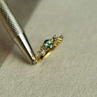 Thumbnail for 0.35ct natural alexandrite and diamond 18k yellow gold stackable ring with oval cut gemstone and baguette diamond accents