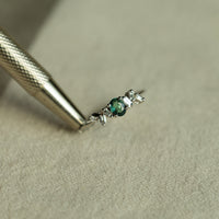 Thumbnail for 0.25ct natural alexandrite oval cut stackable ring with six baguette diamonds set in 18k white gold