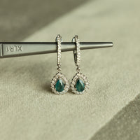 Thumbnail for 0.62ctw Natural Alexandrite 18k White Gold Drop Earrings