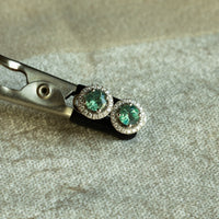 Thumbnail for 0.94ctw Natural Alexandrite 18k White Gold Stud Earrings With Diamond Jackets