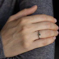 Thumbnail for 0.25ct natural alexandrite and diamond 18k white gold stackable ring on finger