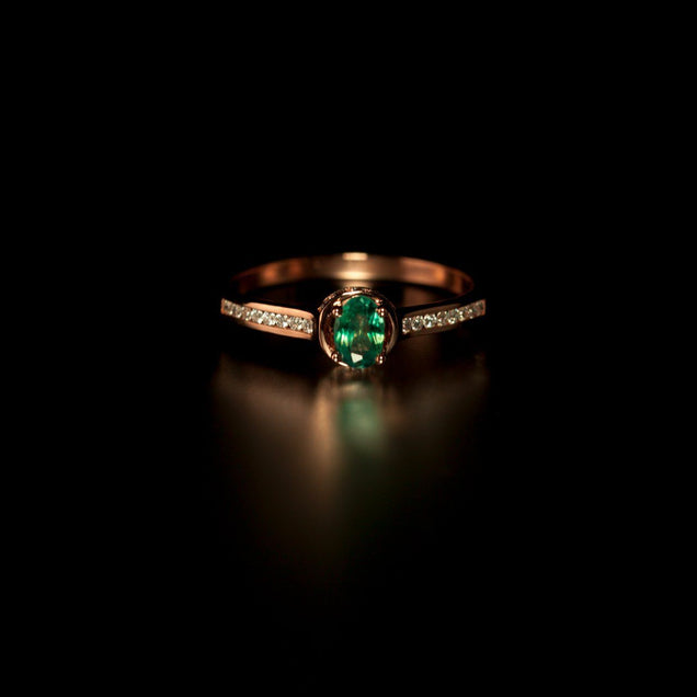 June Birthstone! Natural Alexandrite Diamond 18k Rose Gold Engagement Ring - The Alexandrite