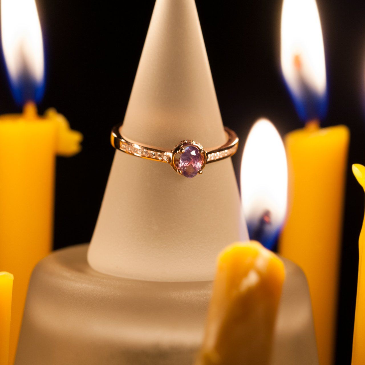 June Birthstone! Natural Alexandrite Diamond 18k Rose Gold Engagement Ring - The Alexandrite