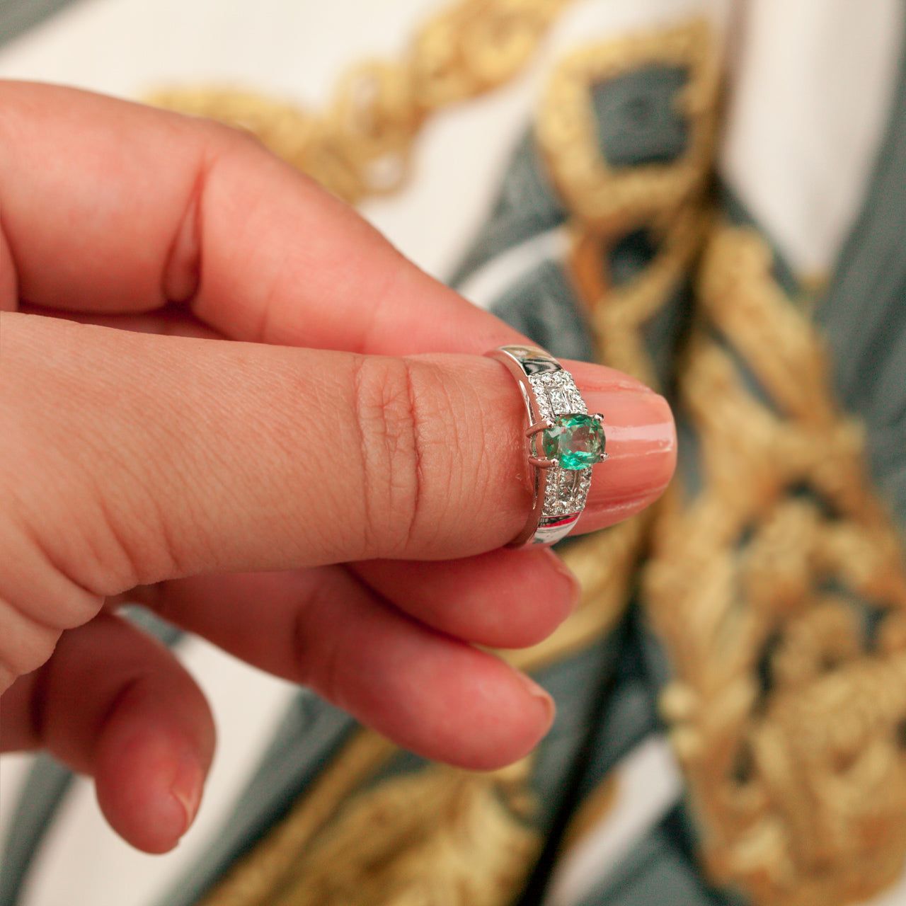 1.22ctw Shimmering Natural Alexandrite Diamond 18k White Gold Engagement Ring - The Alexandrite