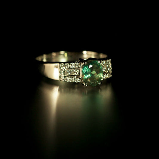 1.22ctw Shimmering Natural Alexandrite Diamond 18k White Gold Engagement Ring - The Alexandrite