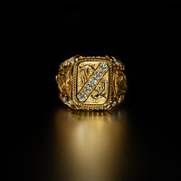 Thumbnail for Diamond 18k Yellow Gold Men's Signet Ring