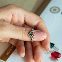 Thumbnail for 0.50ct Natural Alexandrite 18k White and Rose Gold 2-Piece Ring Set