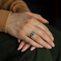 Thumbnail for 0.65ct natural alexandrite 18k white gold ring with cushion-shaped center stone and diamond accents on hand