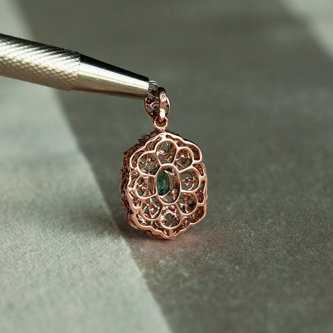 0.58ct Natural Alexandrite 18k Rose Gold Filigree Pendant