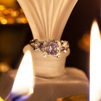 Thumbnail for 0.65ct natural alexandrite and diamond cocktail ring in 18k white gold with cushion-shaped center stone and accent diamonds