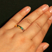 Thumbnail for White and Yellow Gold Wedding Band