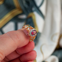 Thumbnail for Ruby 18k Two Tone Gold Ring With Alexandrite Accents