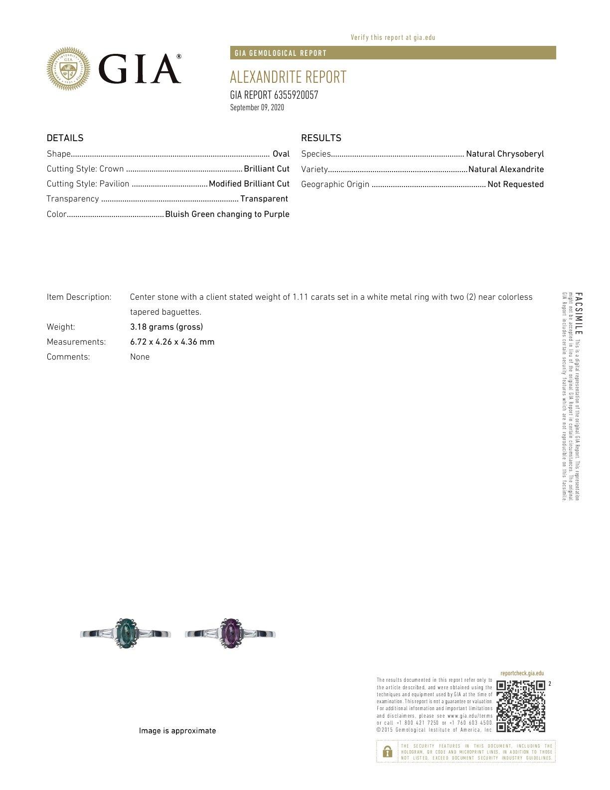 1.23ctw Natural Alexandrite Diamond Platinum Ring - The Alexandrite