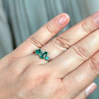 Thumbnail for 1.36ctw Natural Alexandrite Diamond 18k White Gold Cluster Alexandrite Birthstone Ring, GIA certified - The Alexandrite