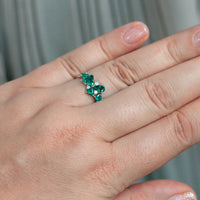 Thumbnail for 1.36ctw Natural Alexandrite Diamond 18k White Gold Cluster Alexandrite Birthstone Ring, GIA certified - The Alexandrite