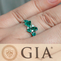 Thumbnail for 1.36ctw Natural Alexandrite Diamond 18k White Gold Cluster Alexandrite Birthstone Ring, GIA certified - The Alexandrite
