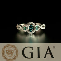 Thumbnail for Natural Alexandrite Diamond Platinum Ring, GIA certified, 100% Color Change. - The Alexandrite