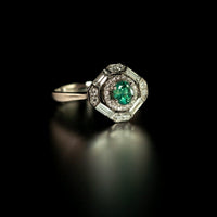 Thumbnail for A platinum ring featuring a 0.60ct alexandrite stone, styled in an art deco design