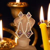 Thumbnail for Elegant alexandrite and diamond chandelier earrings in 18k white gold