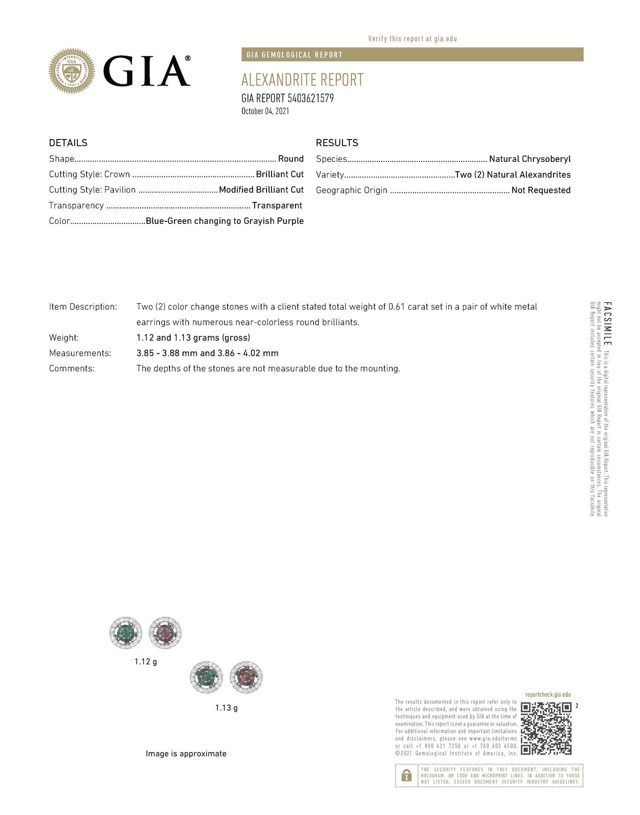 Natural Alexandrite 18k White Gold Stud Earrings With Diamond Jackets - The Alexandrite