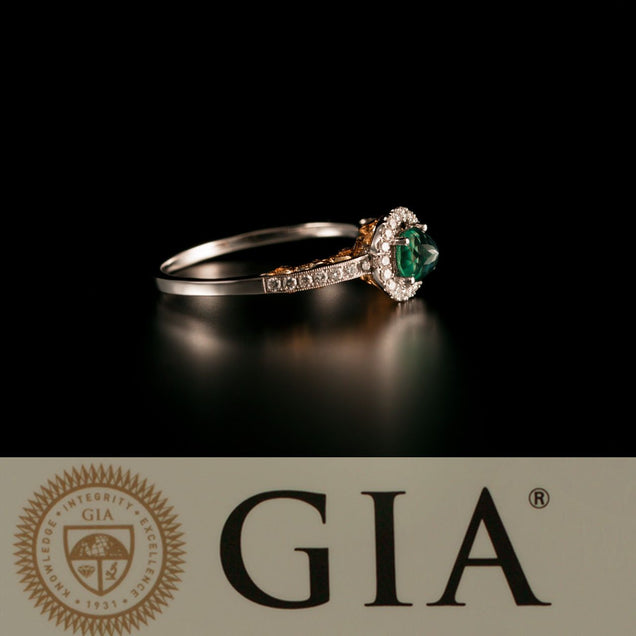 GIA-certified 0.56ct alexandrite and diamond ring in 18k gold