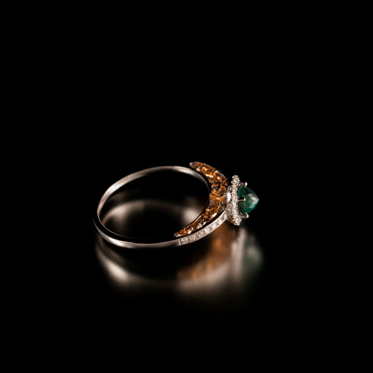 Natural Alexandrite Diamond 18k White and Yellow Gold Engagement Ring - The Alexandrite