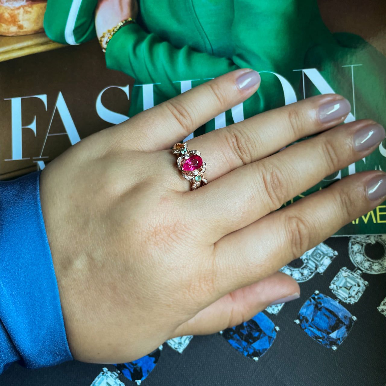 True Masterpiece of Jewelry Art. 1.94ctw Natural Ruby Alexandrite Diamond 18k Rose Gold Ring - The Alexandrite
