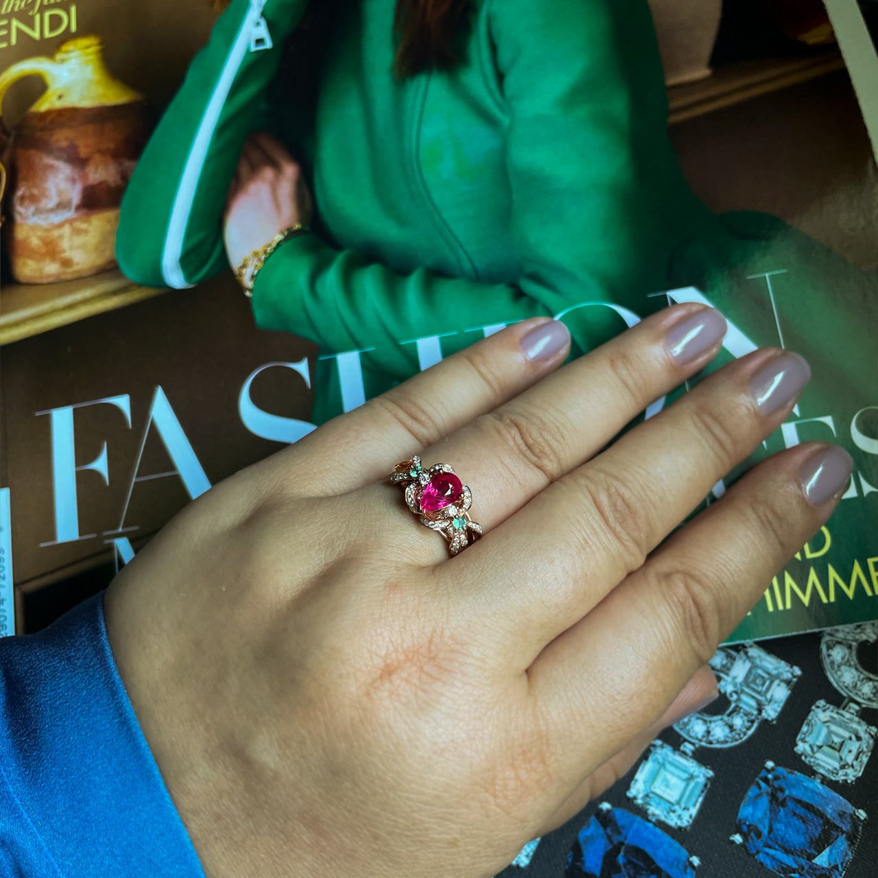 True Masterpiece of Jewelry Art. 1.94ctw Natural Ruby Alexandrite Diamond 18k Rose Gold Ring - The Alexandrite