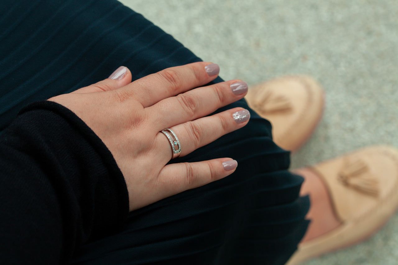 Natural Alexandrite Diamond 18k White and Rose Gold Ring - The Alexandrite
