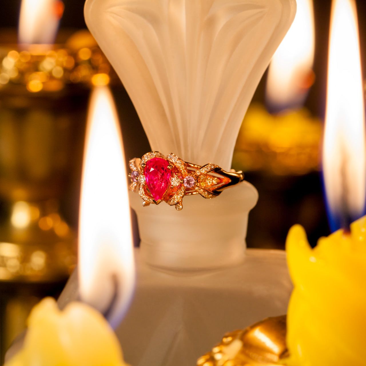 True Masterpiece of Jewelry Art. 1.94ctw Natural Ruby Alexandrite Diamond 18k Rose Gold Ring - The Alexandrite